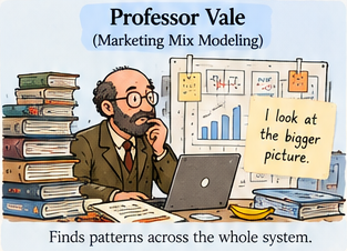 Professor Vale studying charts and building records